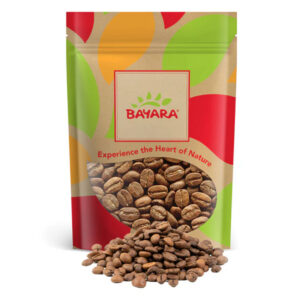 A 1kg bag of Bayara Colombiano Filter Coffee Medium whole beans with a pile of roasted coffee beans in front.