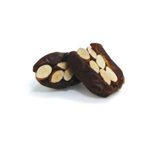 A 250g serving of Bayara Khudri Dates stuffed with whole roasted almonds.