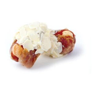 Two premium Bayara Caramel Milk-Chocolate Khudri-Dates shavings.