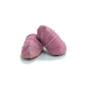 Two premium Bayara Ruby-Chocolate Khudri-Dates Stuffed with Almonds drizzle.