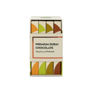 A boutique 4-piece bundle of Bayara Premium Dubai Chocolate filled bars in a branded sleeve.